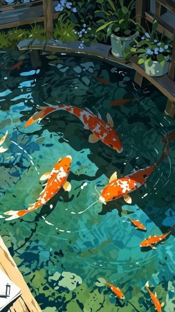 meditation space wallpaper, aquatic life, fish, background for mobile wallpaper (vertical)