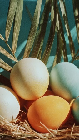 easter eggs wallpaper, holiday imagery, playful designs, background for mobile wallpaper (vertical)