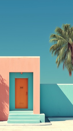 tranquil beach wallpaper, bright horizon, dreamy aesthetic, background for mobile wallpaper (vertical)