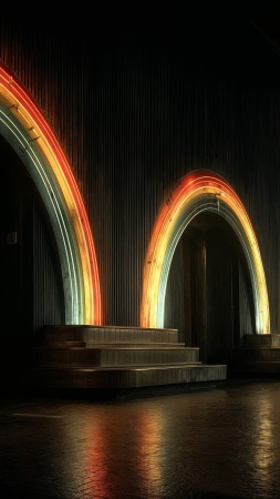 urban wallpaper, night scene, atmospheric lighting, background for mobile wallpaper (vertical)