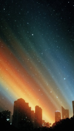 rainbow lights wallpaper, street aesthetic, night photography, background for mobile wallpaper (vertical)