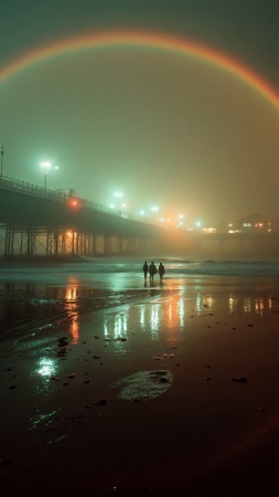 moody wallpaper, colorful reflections, rainbow lights, background for mobile wallpaper (vertical)