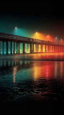 rainbow lights wallpaper, fantasy lighting, nighttime photography, background for mobile wallpaper (vertical)