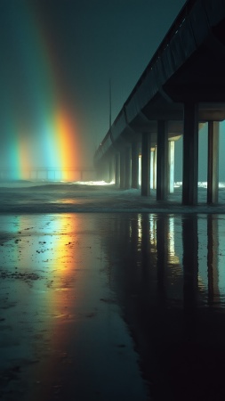 colorful reflections wallpaper, docks, outdoor aesthetics, background for mobile wallpaper (vertical)