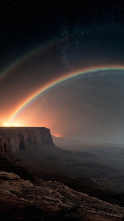 rainbow aura wallpaper, atmospheric art, dark scenery, background for mobile wallpaper (vertical)