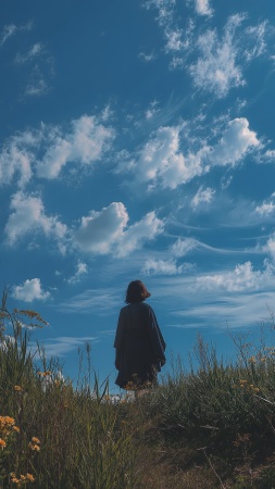 bright day wallpaper, sunny, blue skies, background for mobile wallpaper (vertical)