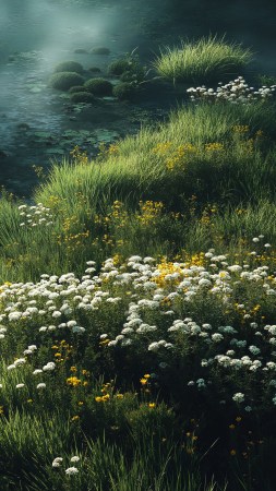 spring meadows wallpaper, sunny, bright sunlight, background for mobile wallpaper (vertical)
