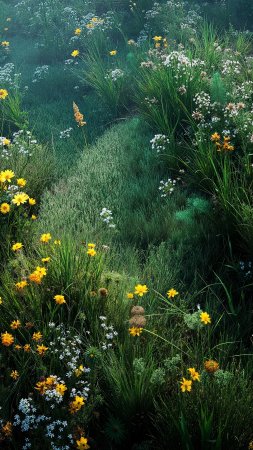 sunny wallpaper, green growth, picturesque views, background for mobile wallpaper (vertical)