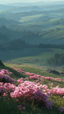 wildflower fields wallpaper, spring scenery, floral photography, background for mobile wallpaper (vertical)