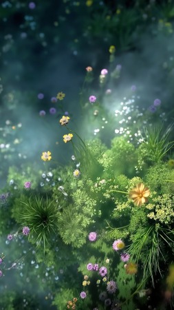 wildflowers wallpaper, spring beauty, outdoor flowers, background for mobile wallpaper (vertical)