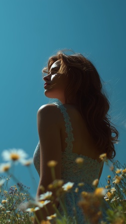 outdoor photography wallpaper, joyful moments, woman in nature, background for mobile wallpaper (vertical)