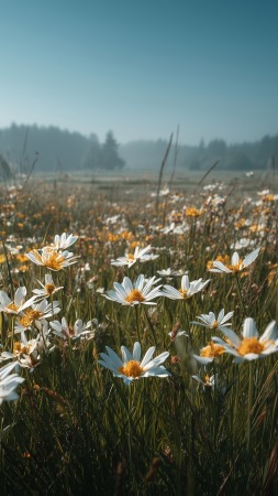 wildflowers wallpaper, sunny day, warm weather, background for mobile wallpaper (vertical)