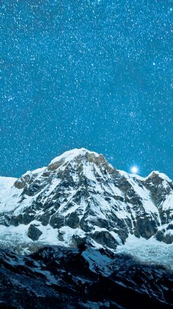 Nepal, 5k, 4k wallpaper, Himalayas, night, stars (vertical)