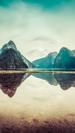 New Zealand, 5k, 4k wallpaper, milford, mountains, river, lake (vertical)