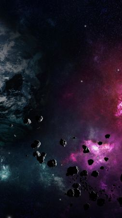 Earth, planet, space, nebula, explosion (vertical)