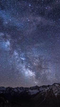 Bad Hindelang, 4k, HD wallpaper, Germany, Stars, night, mountains, nebula, Milky Way (vertical)