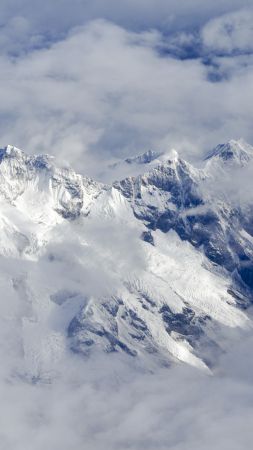 Alps, 4k, HD wallpaper, peaks, clouds (vertical)
