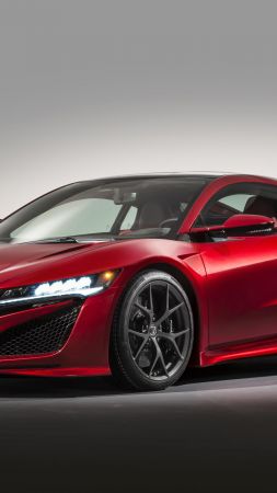 Acura nsx, supercar, coupe, hybrid, red. (vertical)