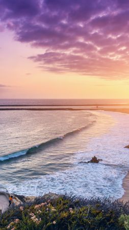 Corona Del Mar, 5k, 4k wallpaper, 8k, California. USA, Best Beaches in the World, travel, tourism, sunset, sunrise, sea (vertical)