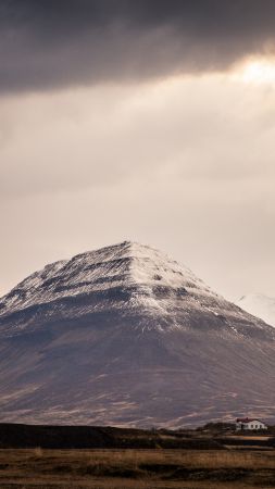 Iceland, 4k, 5k wallpaper, mountains, clouds, meadows (vertical)