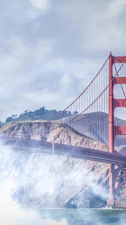 San Francisco, 4k, 5k wallpaper, Golden Gate, USA, fog, bridge (vertical)