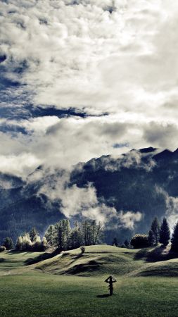 Tirol, 5k, 4k wallpaper, 8k, Austria, mountains, meadows, clouds (vertical)