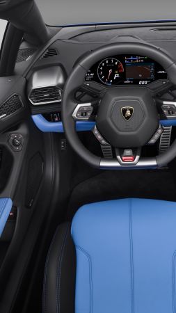 Lamborghini Huracan LP610-4 Spyder, interior, supercar, blue, luxury cars, sports car, test drive (vertical)