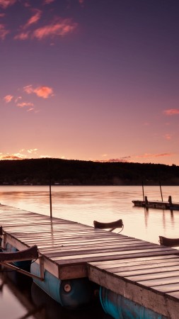 Quebec, 4k, HD wallpaper, St-Ferdinand, Canada, pink sunrise, water, lake, sea, ocean, sky, clouds (vertical)