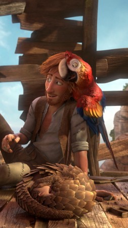 Robinson Crusoe, parrot, goat, Hedgehog, Best Animation Movies, cartoon (vertical)