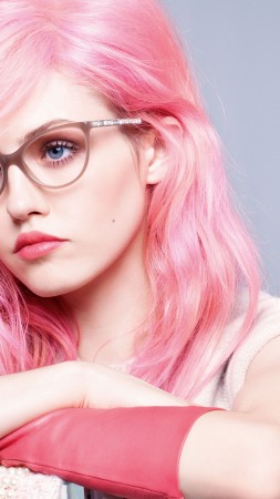 Charlotte Free, fashion model, Chanel, pop rock, pink, glasses (vertical)