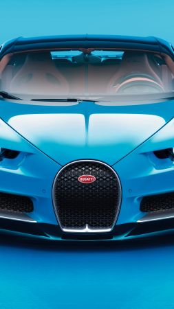 Bugatti Chiron, Geneva Auto Show 2017, hypercar, blue (vertical)