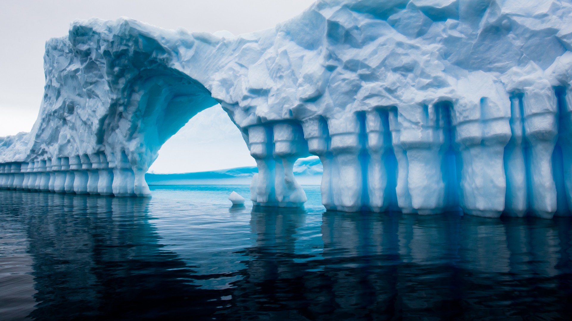 Antarctica, 5k, 4k wallpaper, iceberg, blue, water, ocean, sea, reflection (horizontal)