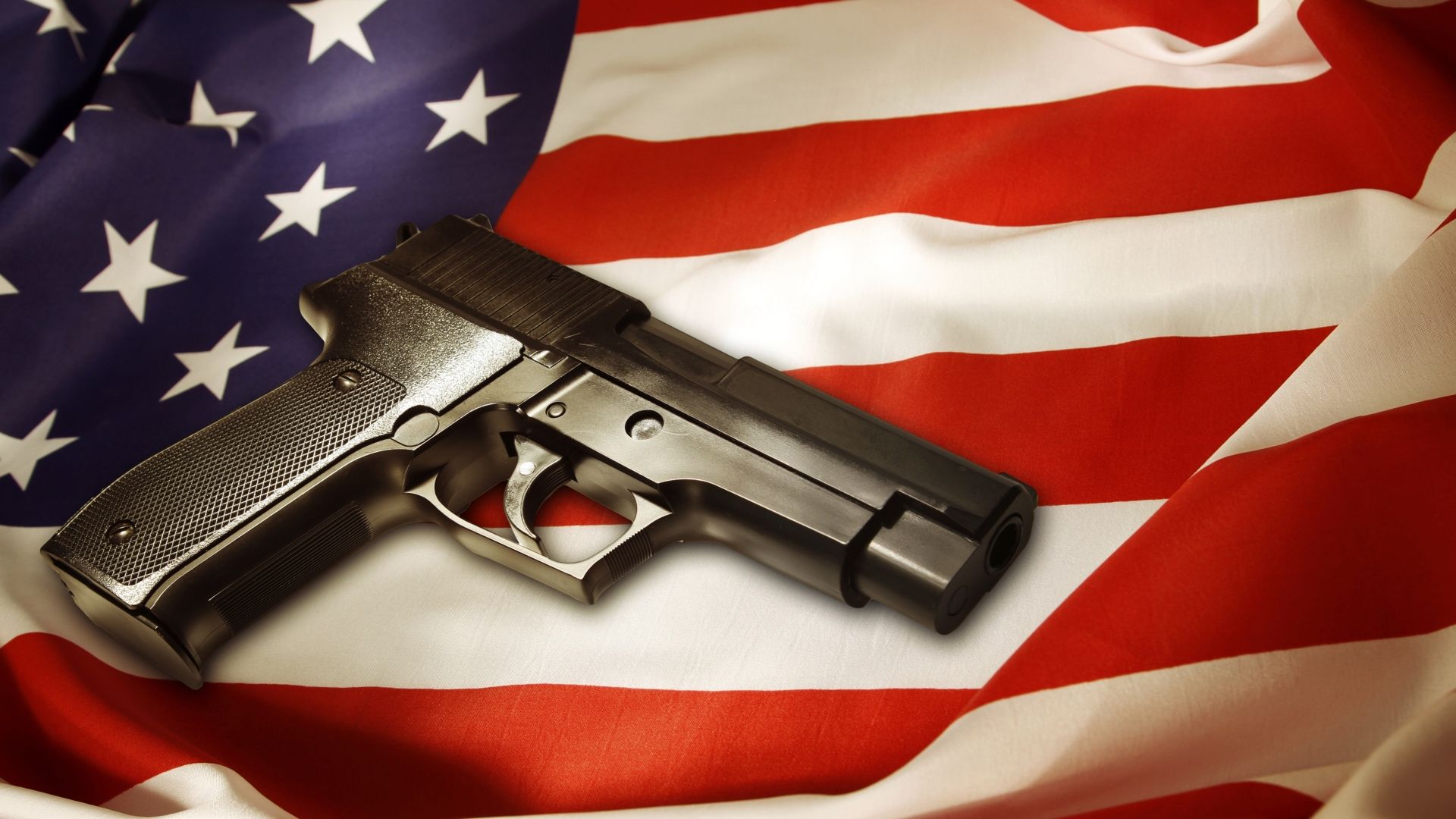 Gun, pistol, flag USA (horizontal)