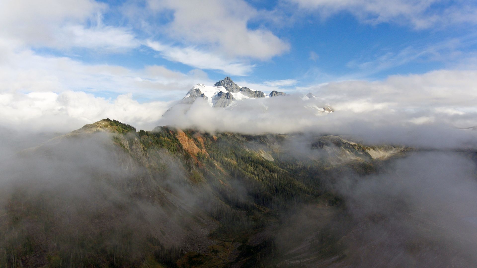 mountains, 5k, 4k wallpaper, forest, clouds (horizontal)