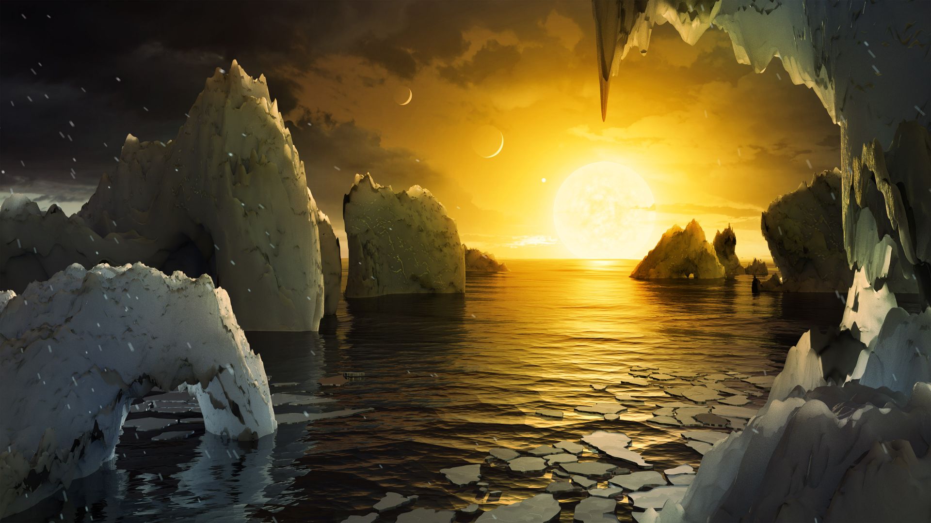 TRAPPIST-1, exoplanet, ocean, ice (horizontal)