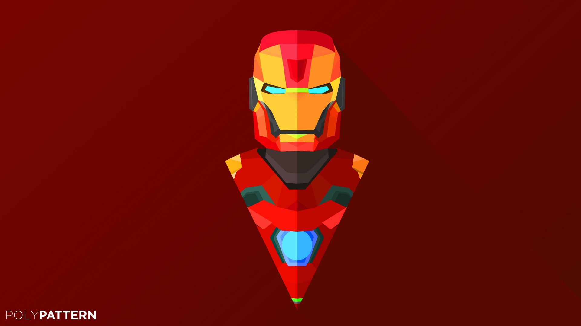 Iron Man, abstract, low poly, minimalism, 4k, 5k, iphone wallpaper (horizontal)