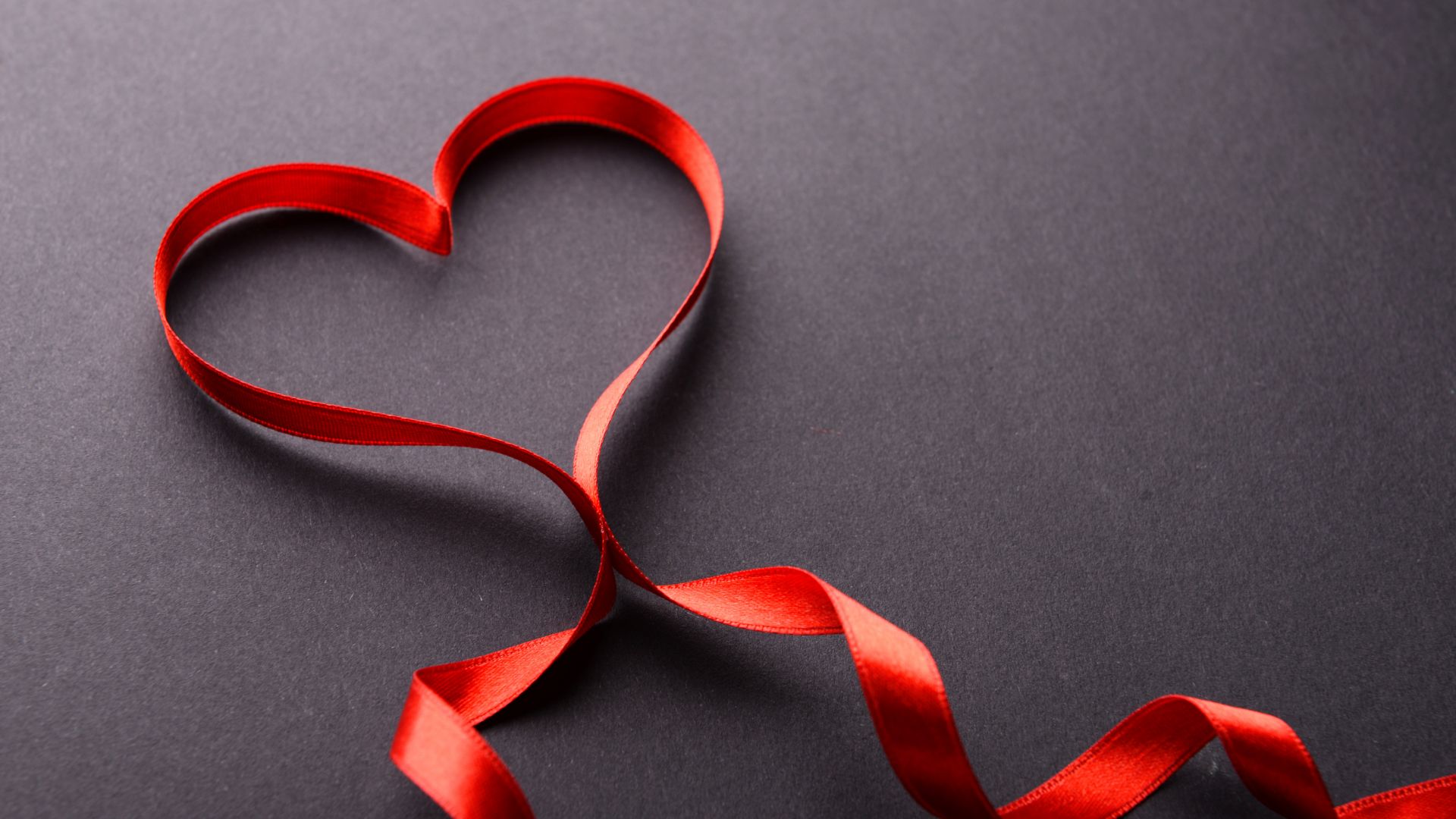 love image, heart, ribbon, 5k (horizontal)