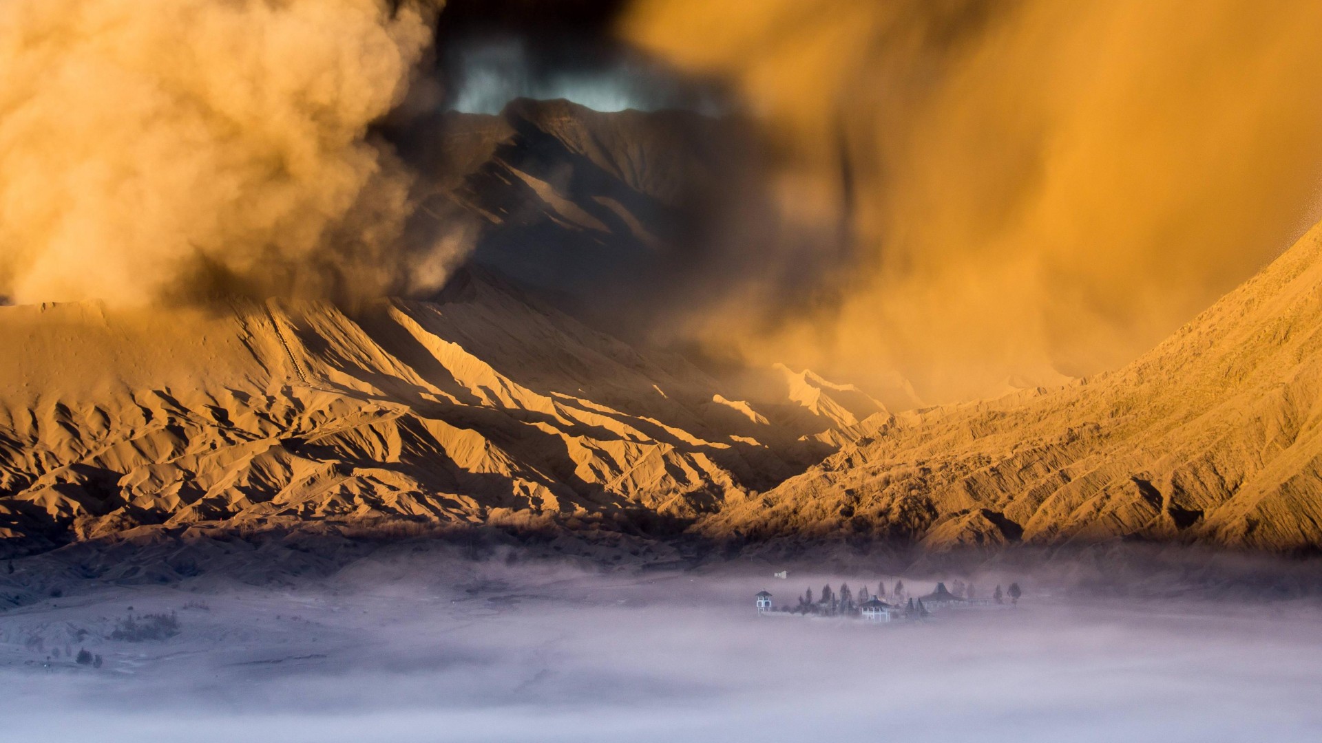 Sandstorm, 4k, HD wallpaper, City, Valley, Clouds, Desert, Mountains (horizontal)
