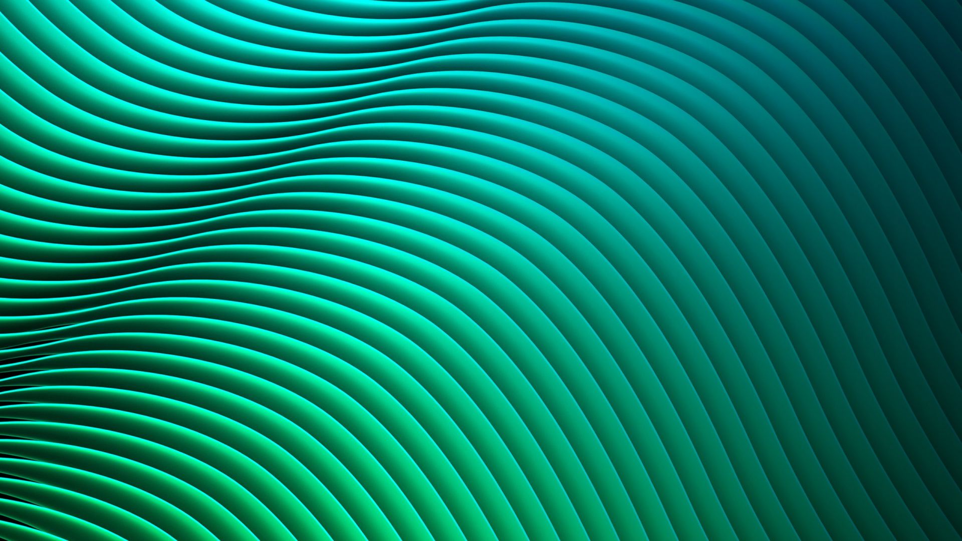 waves, lines, green, HD (horizontal)