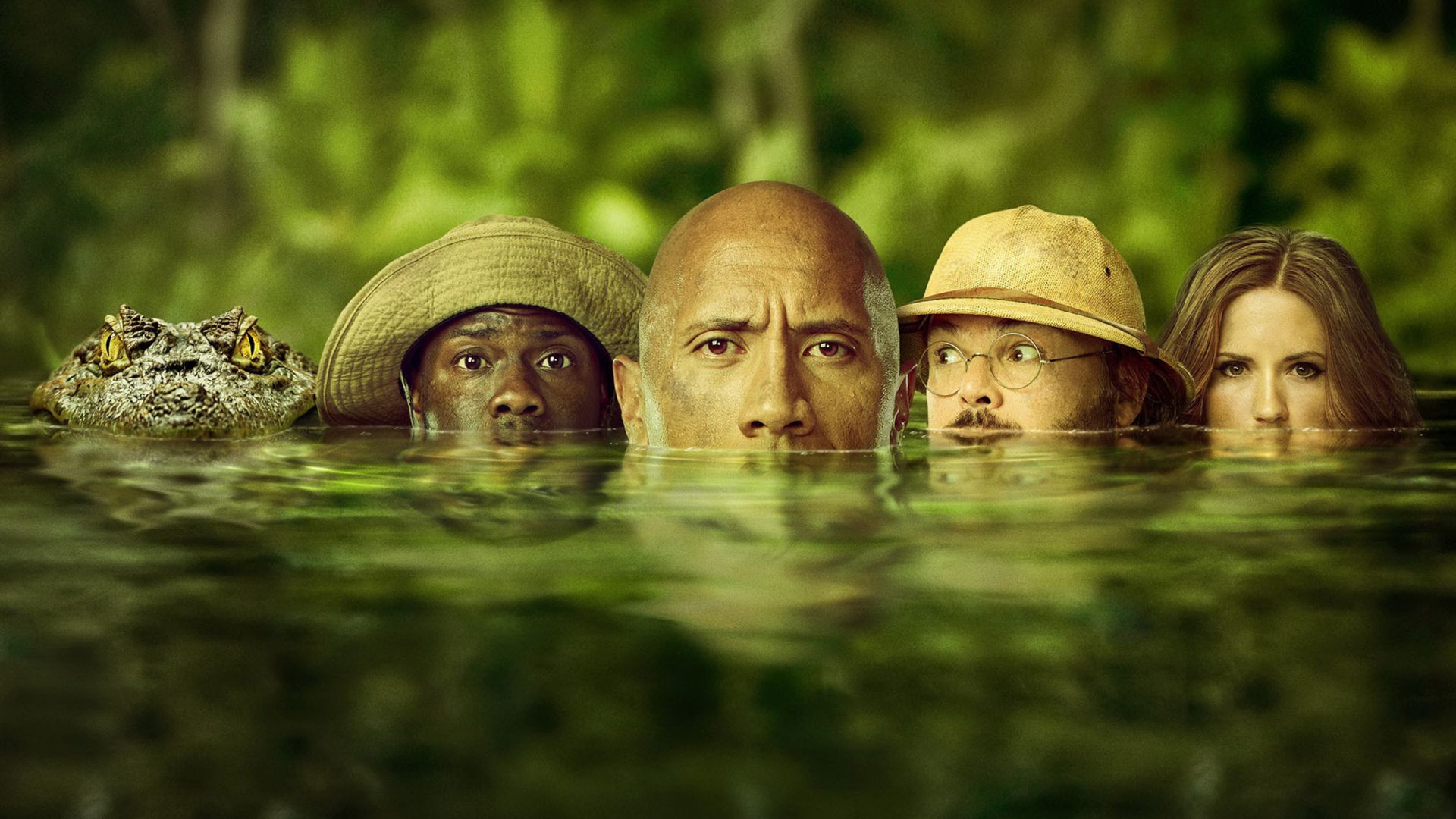 Jumanji: Welcome to the Jungle, Jack Black, Kevin Hart, Dwayne Johnson, Karen Gillan, 4k (horizontal)
