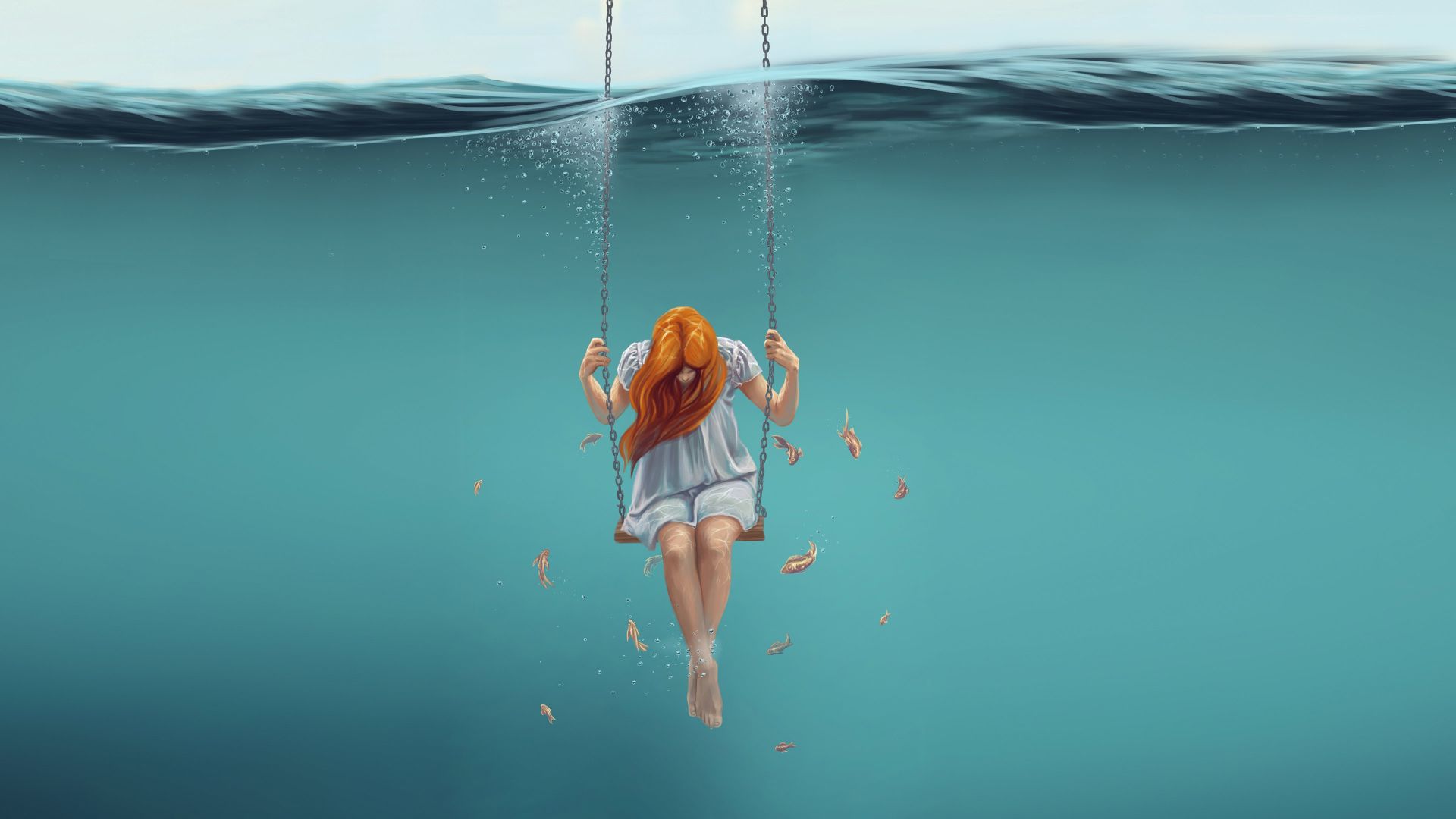 girl, underwater, 4k (horizontal)