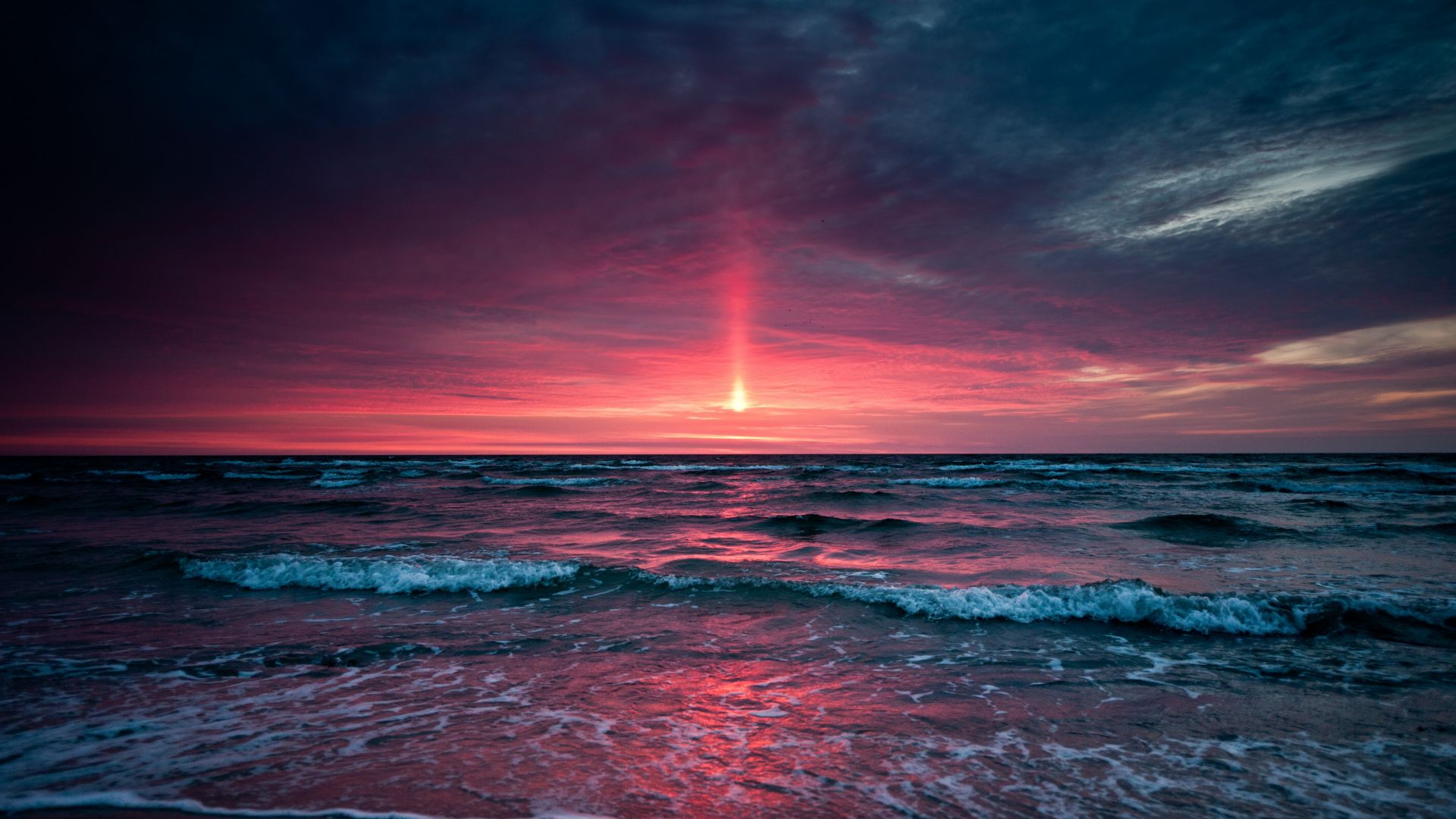sunset, ocean, beach, 4k (horizontal)
