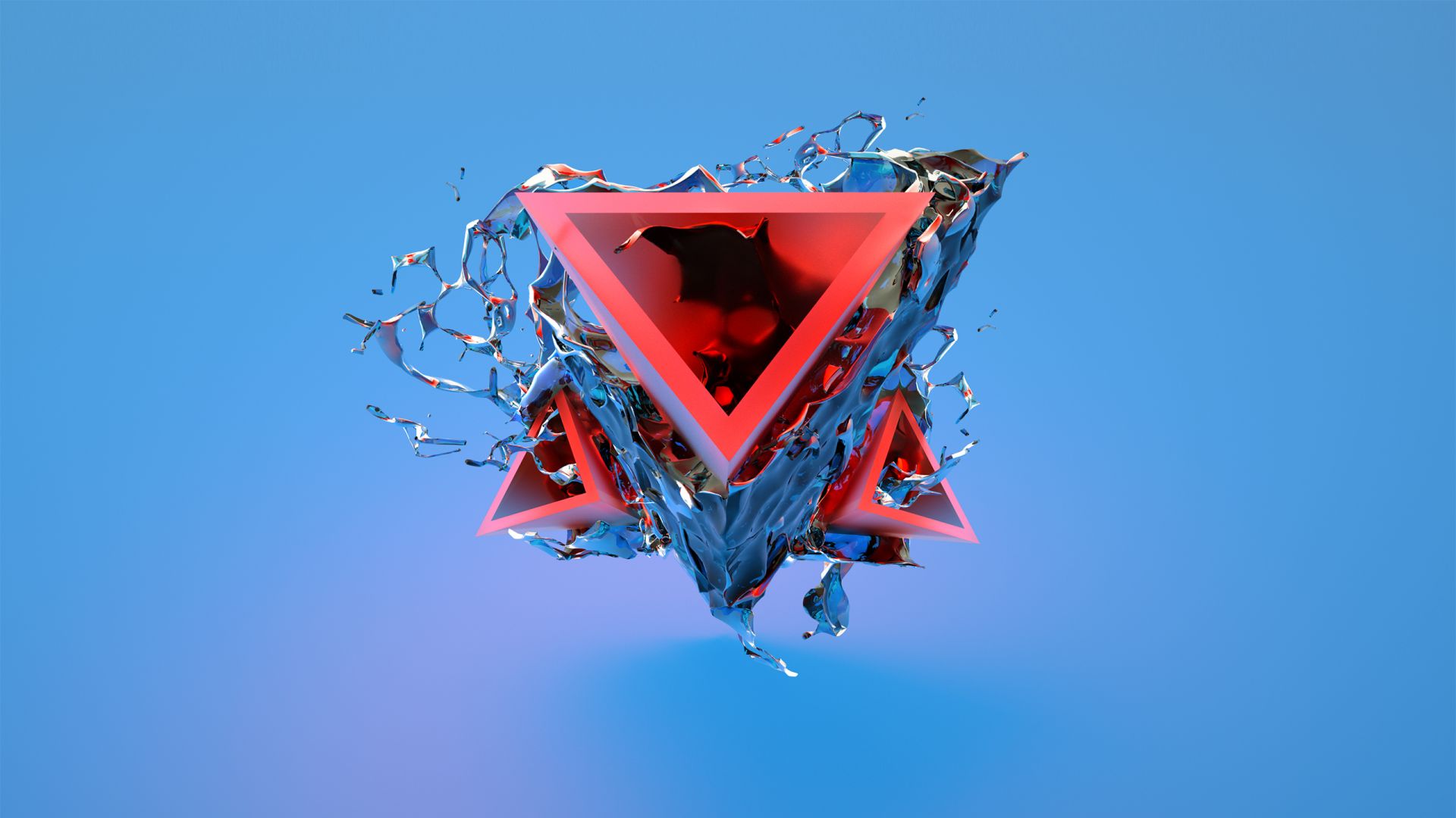 triangle, 3D, red, blue, HD (horizontal)