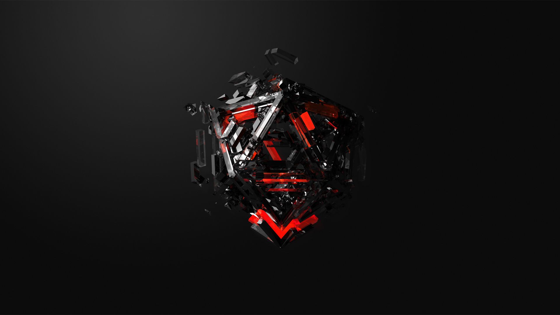 triangles, 3D, red, black, HD (horizontal)