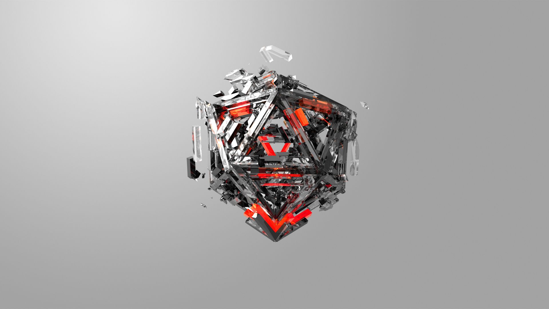 triangles, 3D, red, gray, HD (horizontal)