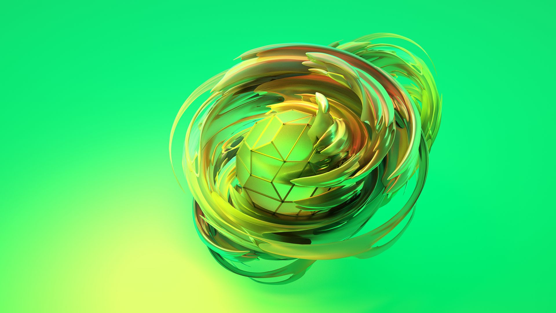 apple dreams, 3D, sphere, green, HD (horizontal)