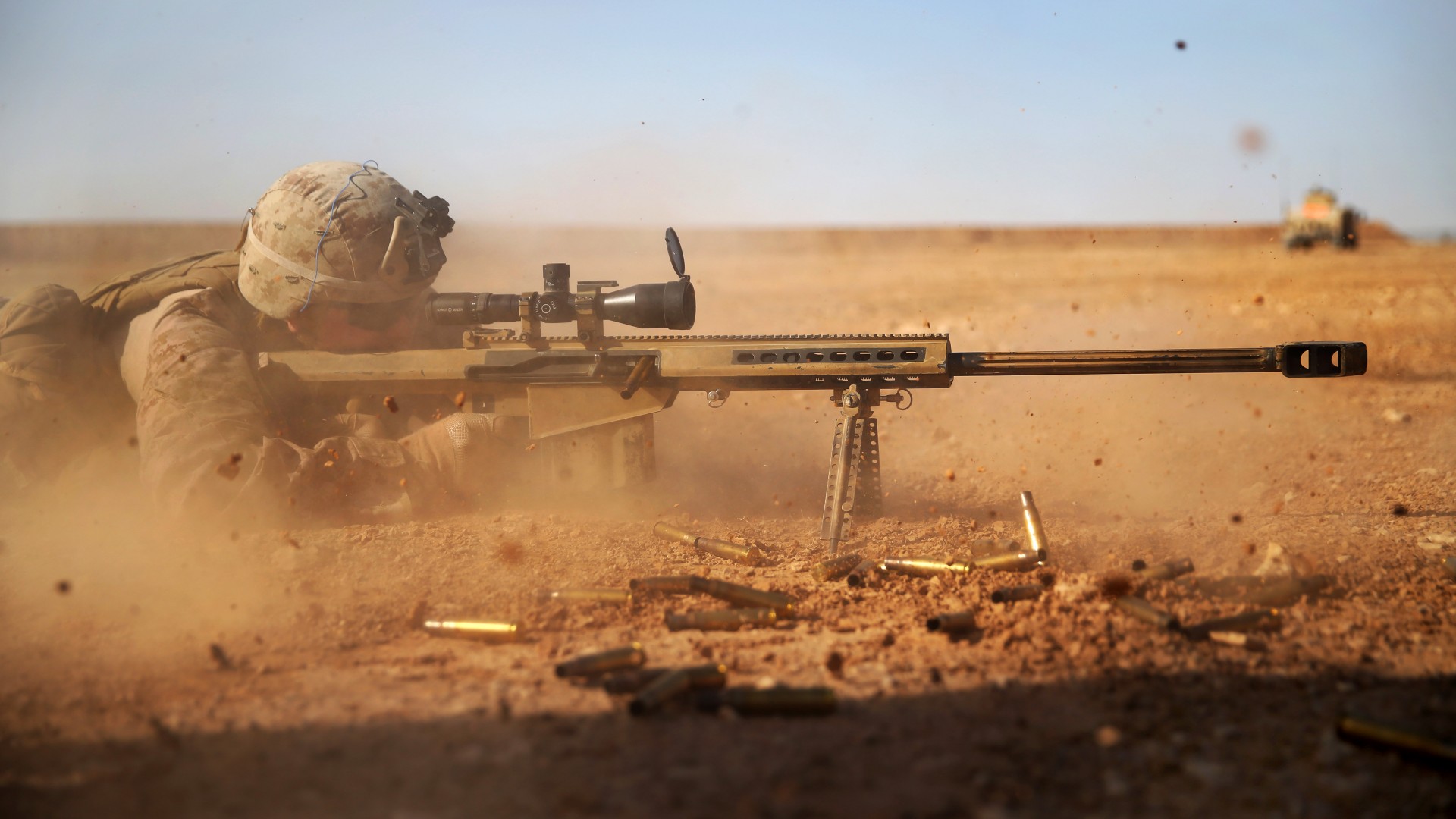 Barrett, sniper, soldier, sniper rifle, M82, М107, Light fifty, U.S. Army, M82A1, scope, desert (horizontal)