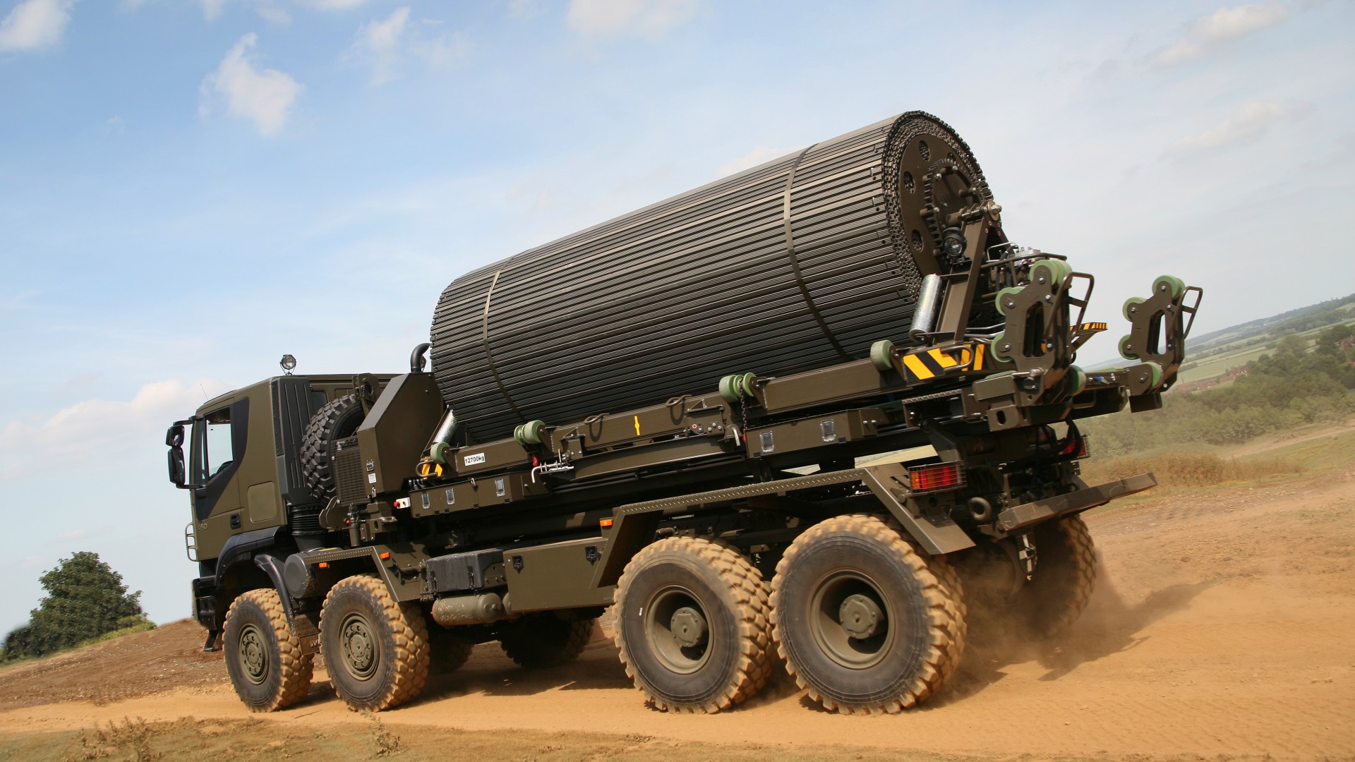 military truck, FAUN, Trackway, MLC-70, army, transport, dust (horizontal)
