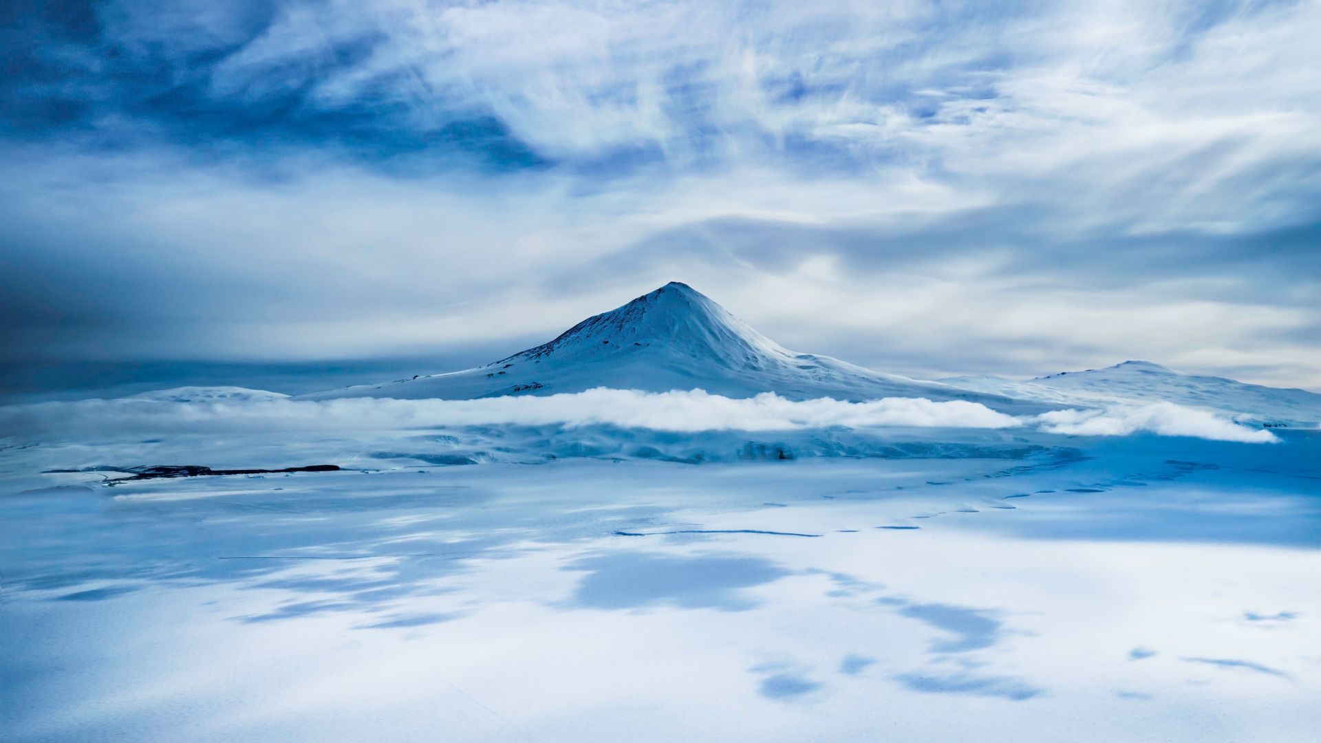 Erebus, Antarctica, volcano, snow, winter, 5k (horizontal)