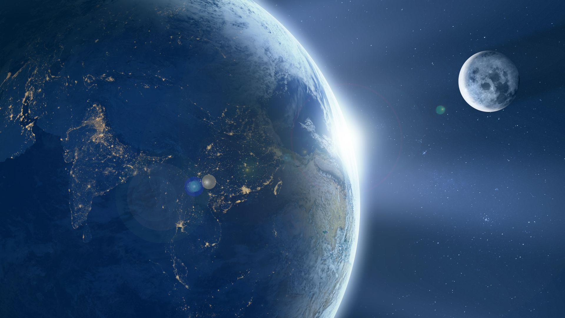 Earth, Moon, planet, 8k (horizontal)